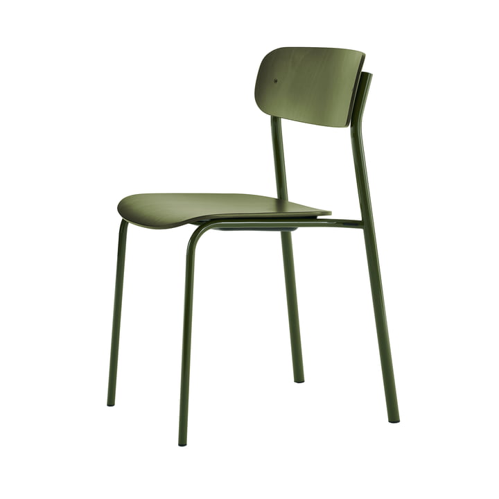 Thonet - S 243 Stoel, olijfgroen (RAL 6003) / beuken gebeitst olijfgroen (naar RAL 6003) / zwarte klinknagels