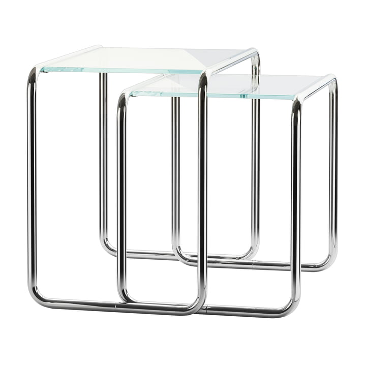 Thonet B 9 - Bijzettafel a, b, opaalwit glas in ruitvorm (set van 2)