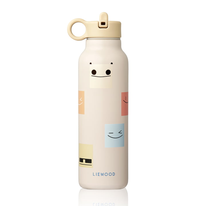 LIEWOOD - Falk waterfles, 500 ml, smiley, zandkleurig