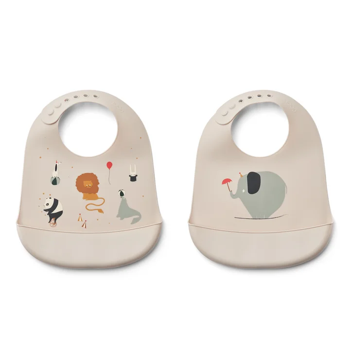 LIEWOOD - Tilda slabbetje, Circus, zandkleurig (set van 2)