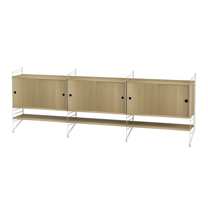 String Sideboard -, 240 x 85 x 30 cm, eik / wit