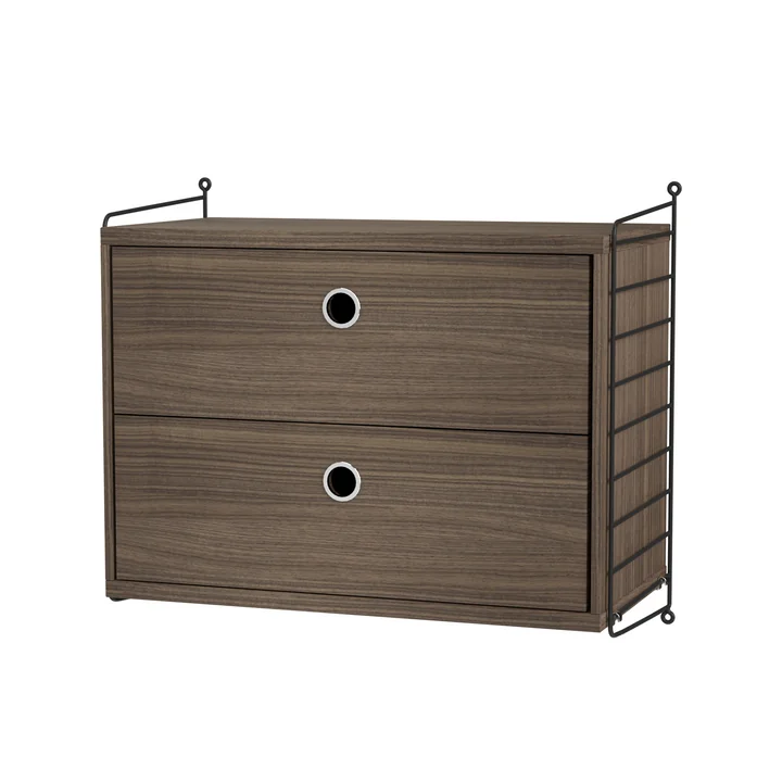 String - Nachtkastje, 58 x 50 x 30 cm, walnoot / zwart