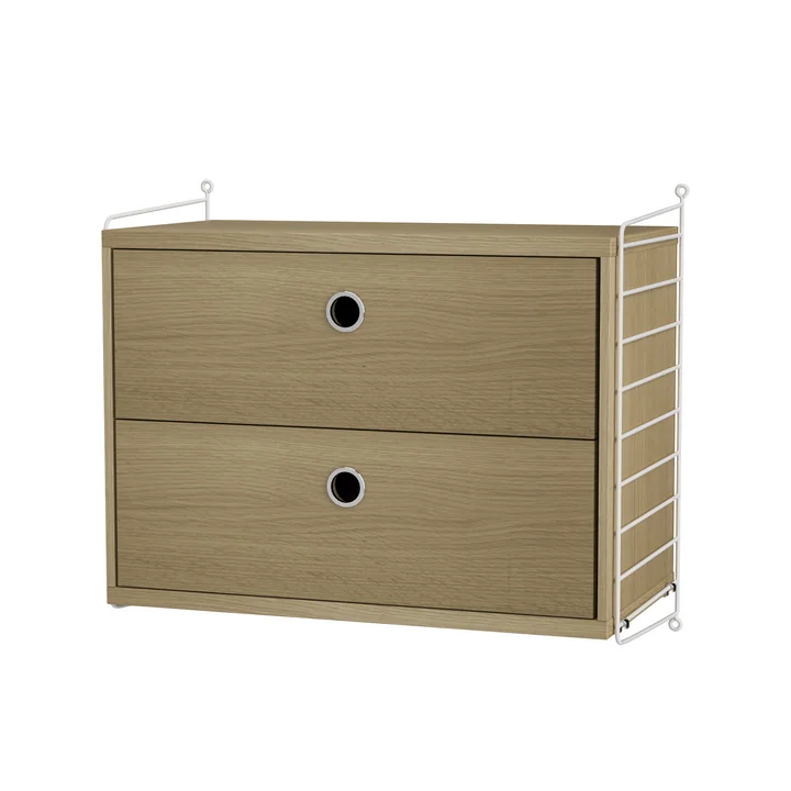 String - Nachtkastje, 58 x 50 x 30 cm, eiken / wit