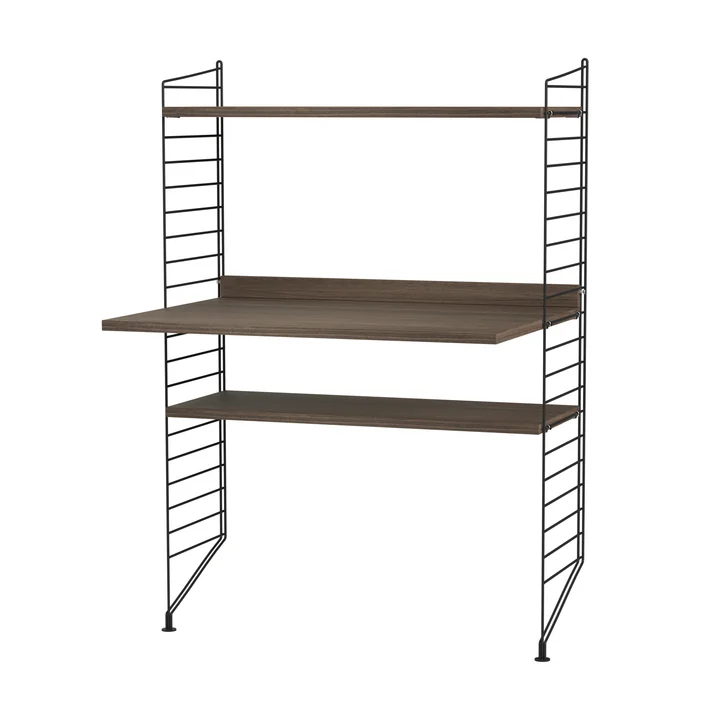 String - Werkplekcombinatie, 78 x 115 x 58 cm, walnoot / zwart