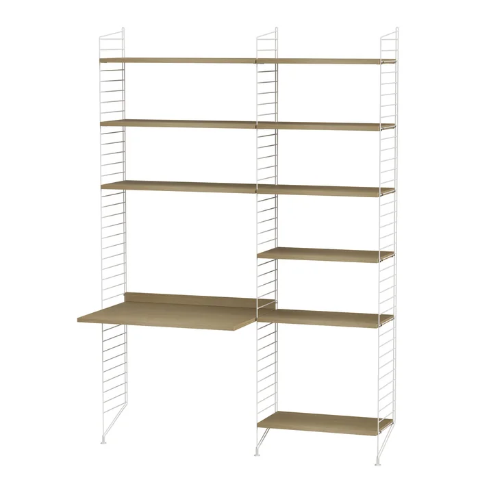String - Werkplekcombinatie, 140 x 200 x 30 cm, eiken / wit