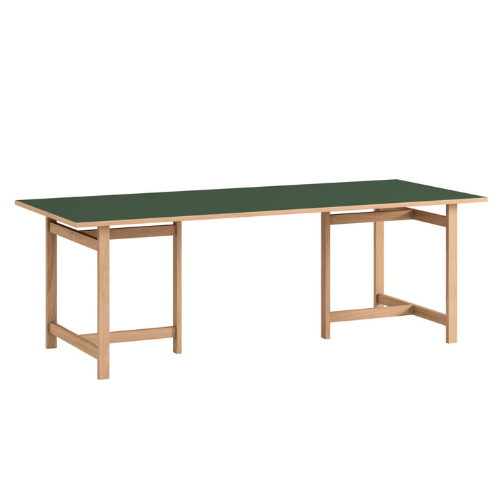 Moebe - Eettafel, 90 x 220 cm, eiken naturel / groen