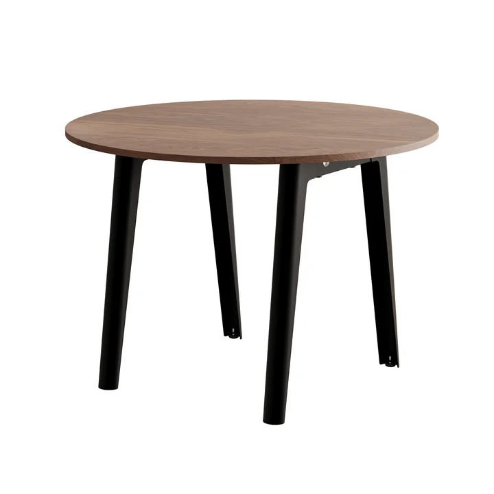 TipToe NEW MODERN - ronde eettafel Ø 110 cm, notenhout / grafietzwart