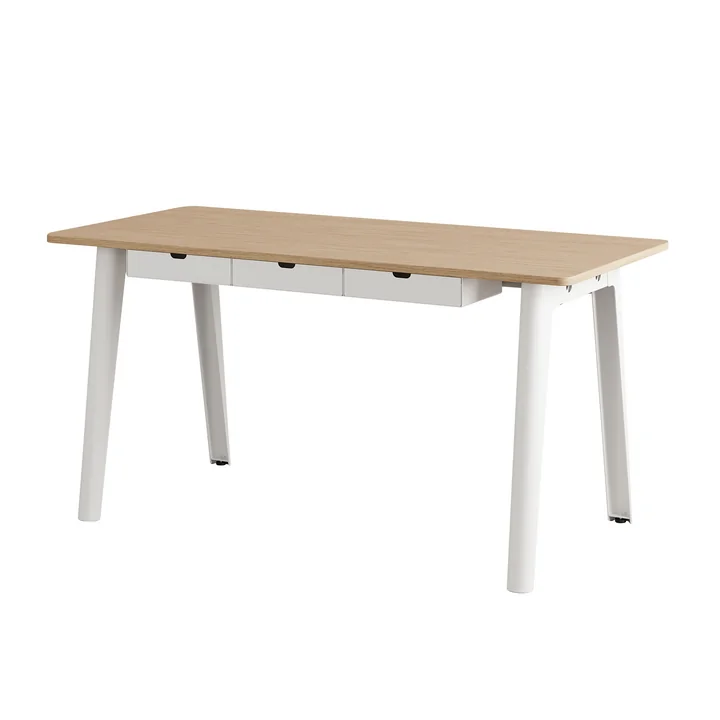 TipToe - NEW MODERN Bureau met laden, 75 x 150 cm, berken / troebel wit