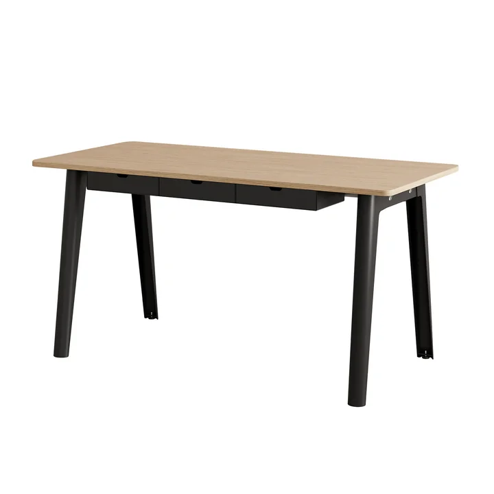 TipToe NEW MODERN - Bureau met laden, 75 x 150 cm, berken / grafietzwart