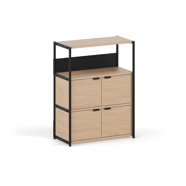 TipToe Unit - Reksysteem, H 110 x 84 cm, incl. 2 deuren, eiken / grafietzwart