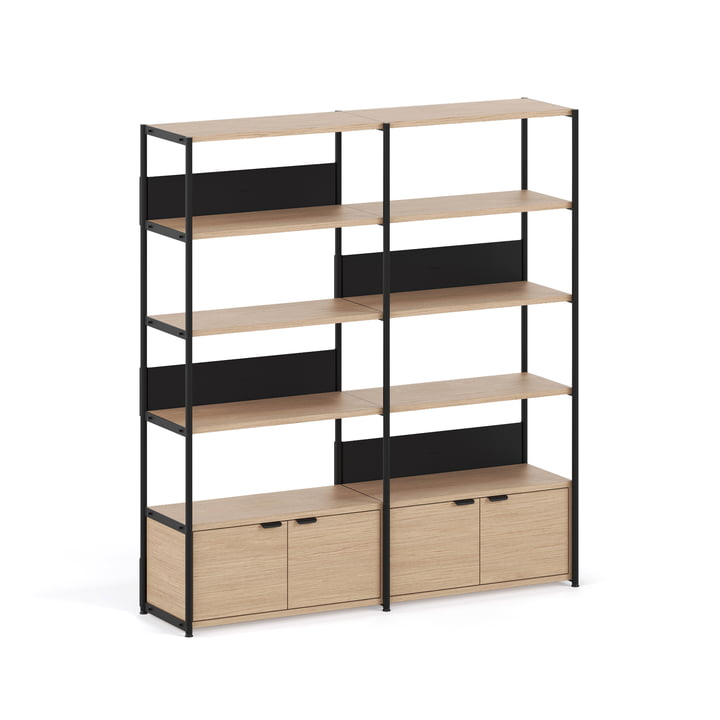 TipToe Unit - Reksysteem, H 180 x 164 cm, incl. 2 deuren, eiken / grafietzwart