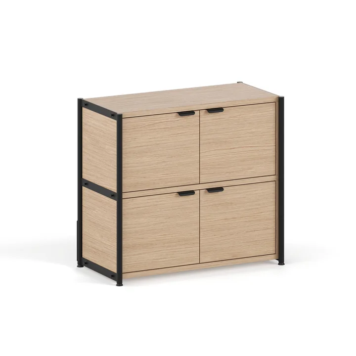 TipToe Unit - Reksysteem, H 75 x 84 cm, incl. 2 deuren, eiken / grafietzwart