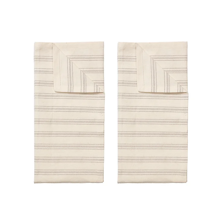 Broste Copenhagen Karl - Theedoek 50 x 70 cm, fungi grijs / naturel (set van 2)