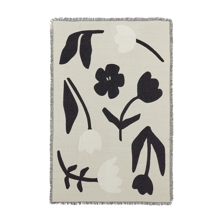 Broste Copenhagen Rosita - Deken, 130 x 180 cm, zwart / gebroken wit