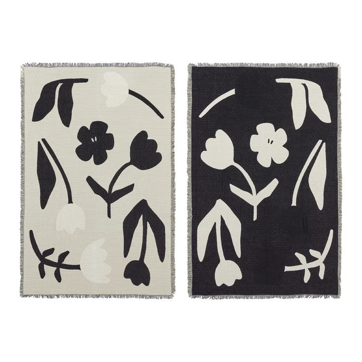 Broste Copenhagen Rosita - Deken, 130 x 180 cm, zwart / gebroken wit