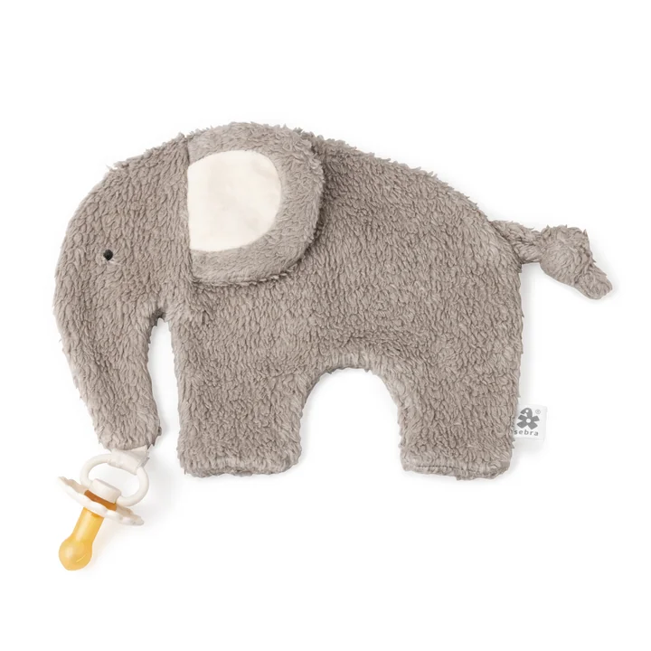 Sebra - Knuffeldoekje en fopspeenhouder, olifant, grijs