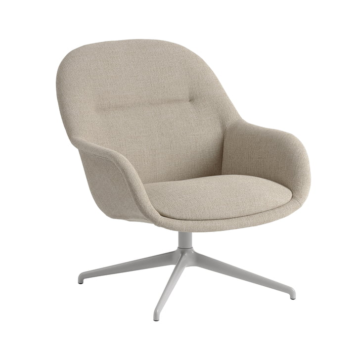 Muuto - Fibre Lounge Draaifauteuil, grijs / beige (Kvadrat Ecriture 240)