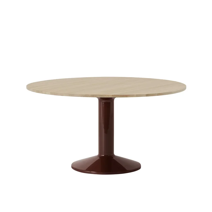 Midst Eettafel, Ø 140 cm, geolied eiken / donkerrood van Muuto