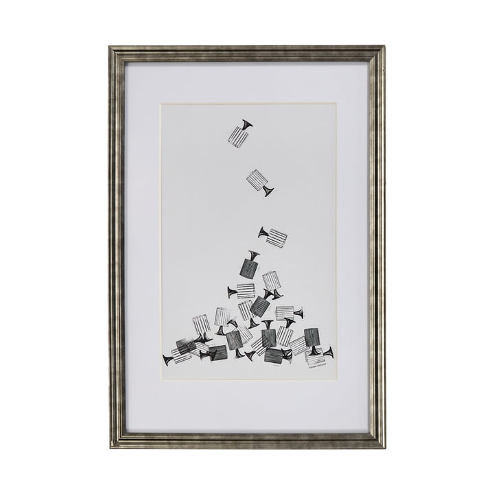House Doctor - Amp muurschildering, 40 x 60 cm, zwart / wit