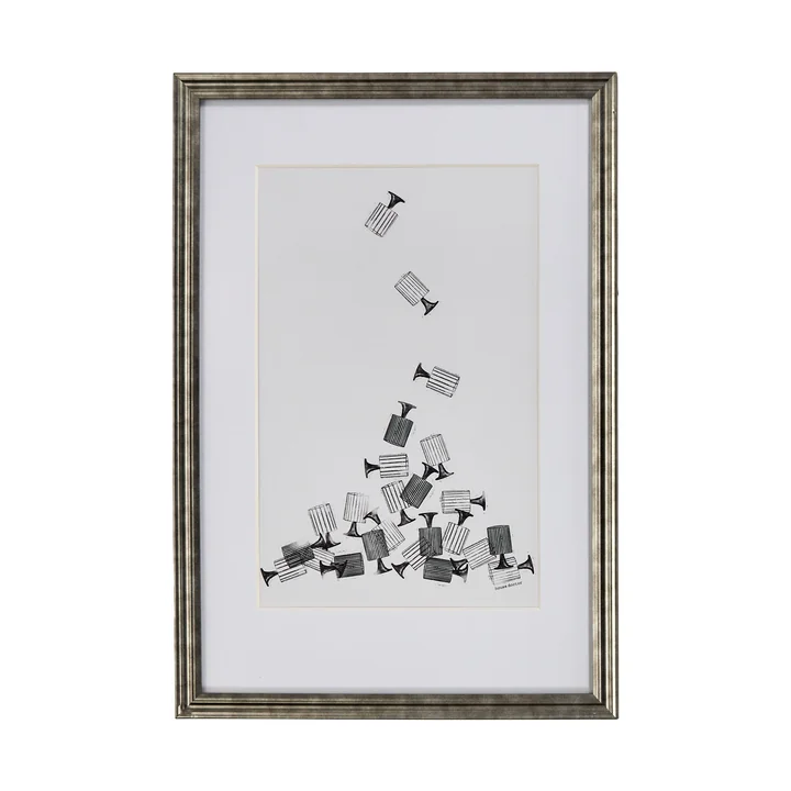 House Doctor - Amp muurschildering, 40 x 60 cm, zwart / wit