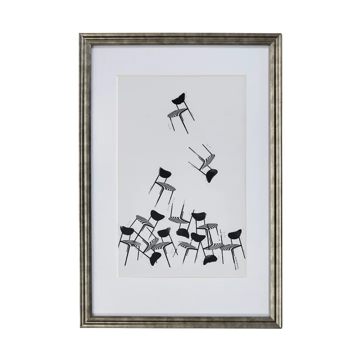 House Doctor - Inco muurschildering, 40 x 60 cm, zwart / wit