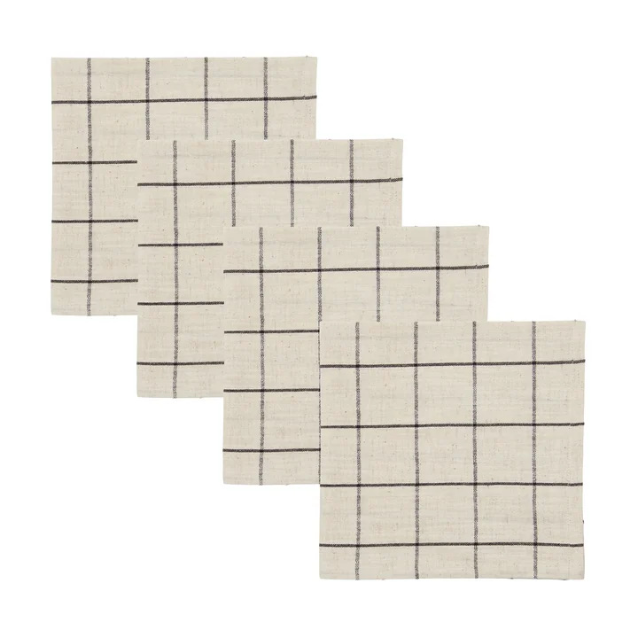 House Doctor - Join servetten, zwart / gebroken wit (set van 4)