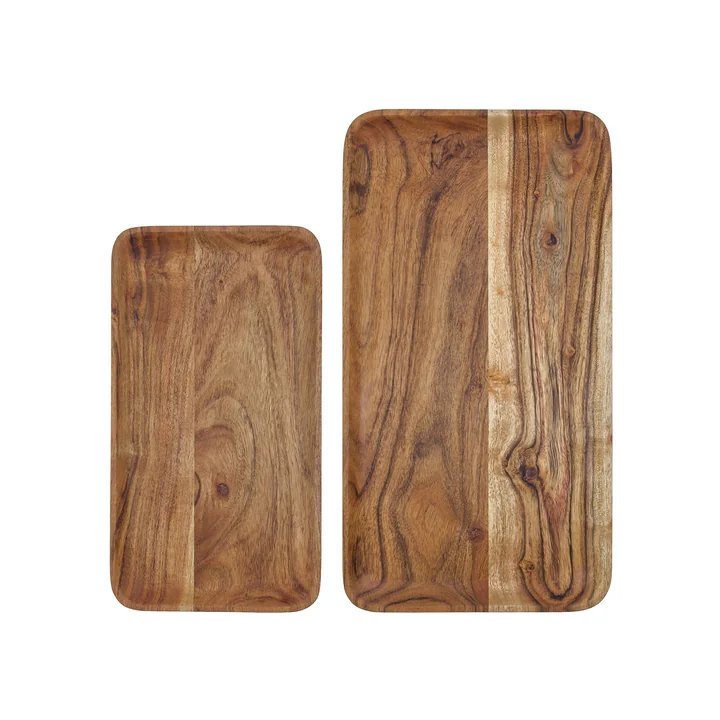 House Doctor - Houten dienblad, acacia (set van 2)