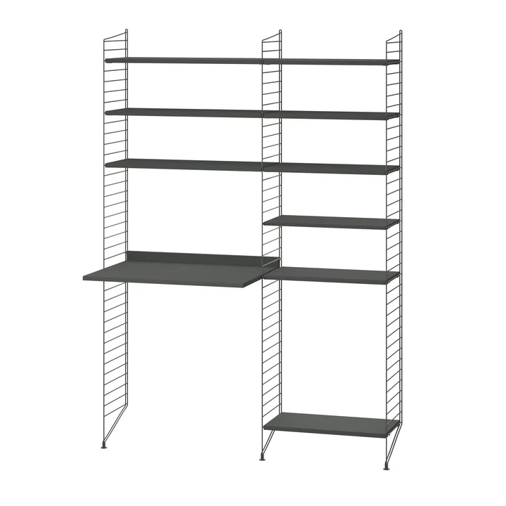 String - Werkplekcombinatie, 140 x 200 x 30 cm, donkergrijs / donkergrijs