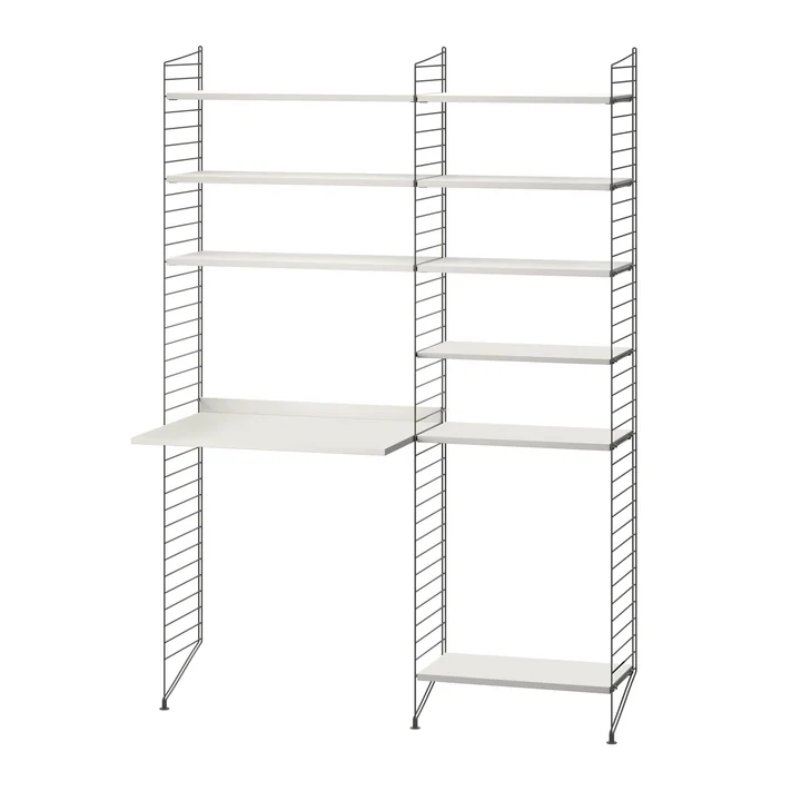 String - Werkplekcombinatie, 140 x 200 x 30 cm, wit / donkergrijs