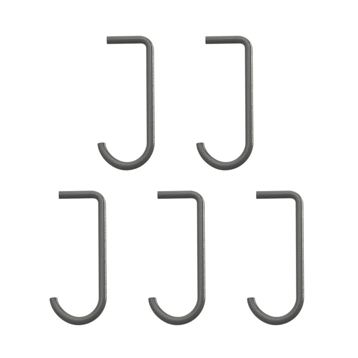 String - Haken voor metalen plank, donkergrijs (set van 5)