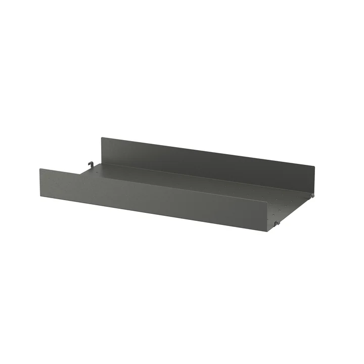 String - Metalen plank met hoge rand, 58 x 30 cm, donkergrijs