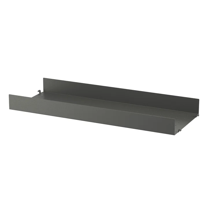 String - Metalen plank met hoge rand, 78 x 30 cm, donkergrijs