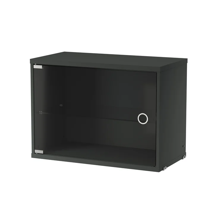 String - Vitrinekast met glazen draaideur, 58 x 30 cm, donkergrijs