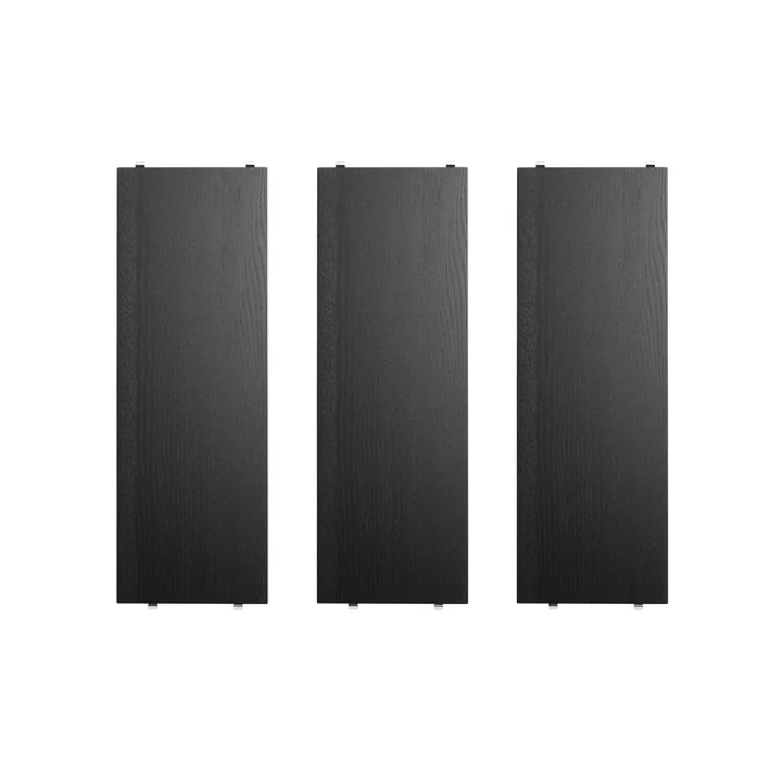 String - Legplank 58 x 20 cm (3-pak), zwart gebeitst essenhout