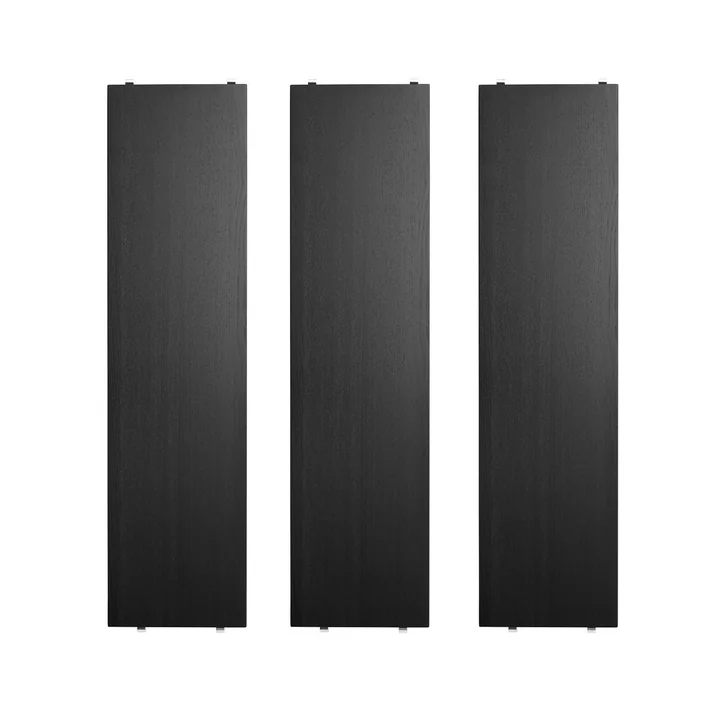 String - Planchet 78 x 20 cm (set van 3), zwart gebeitst essenhout