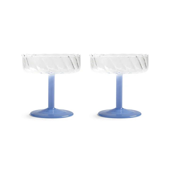 & klevering Coupe - Twirl champagneglas, blauw (set van 2)
