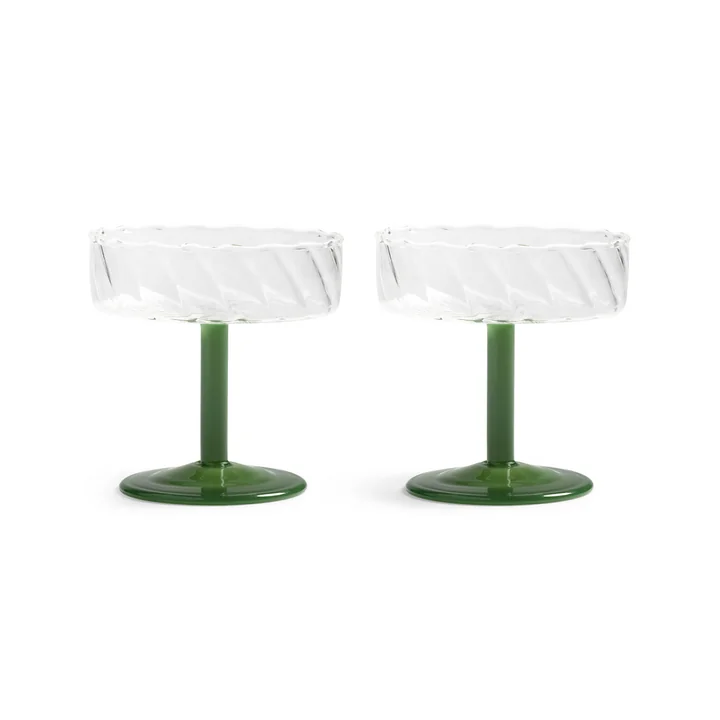 & klevering Coupe - Twirl champagneglas, donkergroen (set van 2)