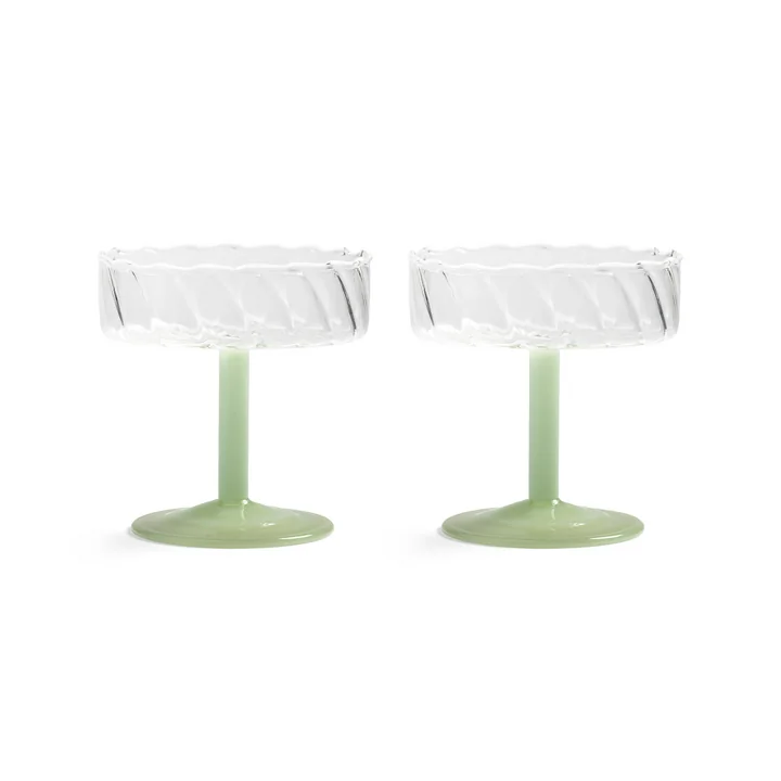 & klevering Coupe - Twirl champagneglas, groen (set van 2)
