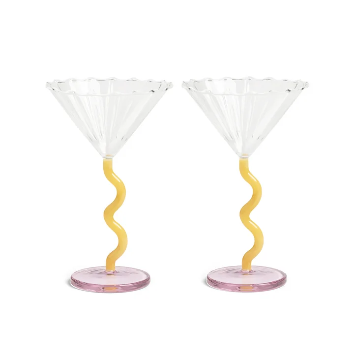 & klevering - Coupe Curve cocktailglas, karamel (set van 2)