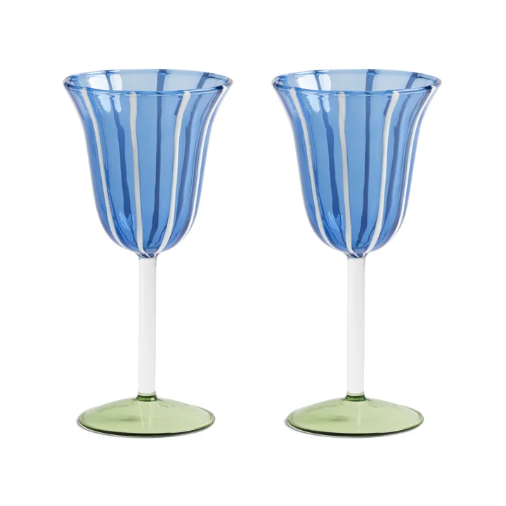 & klevering - Eve wijnglas 180 ml, blauw (set van 2)