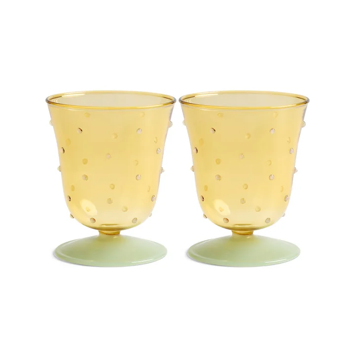 & klevering - Dot drinkglas 200 ml, geel (set van 2)