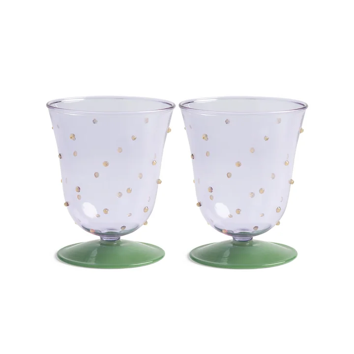 & klevering - Dot drinkglas 200 ml, paars (set van 2)