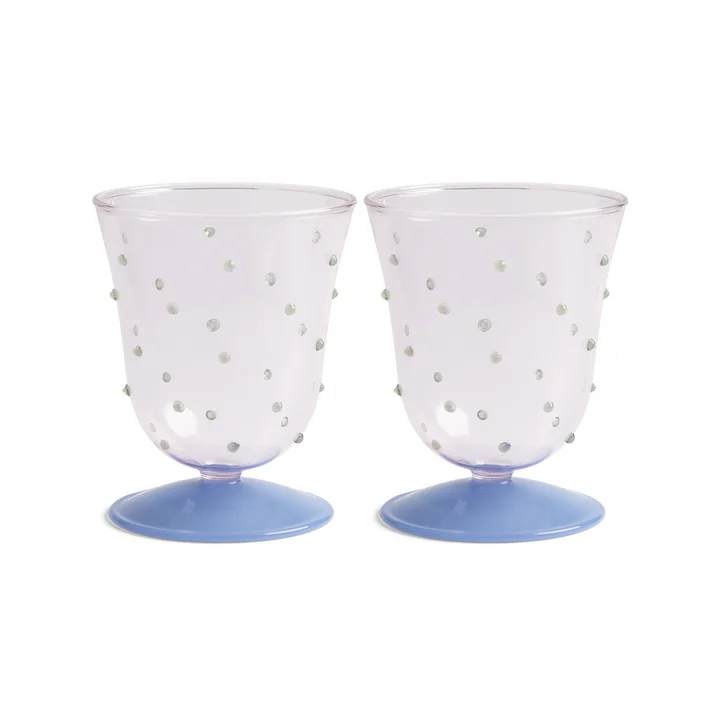 & klevering - Dot drinkglas 200 ml, roze (set van 2)
