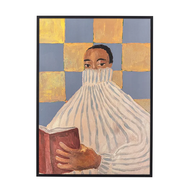 Bloomingville - Filicia muurschildering incl. lijst, 52 x 72 cm, veelkleurig