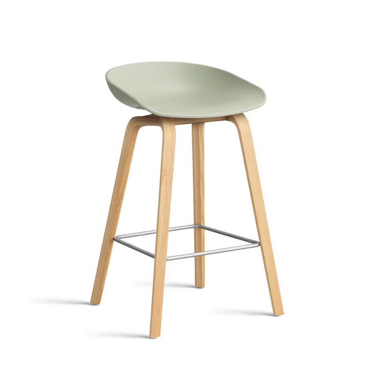 HAY - About A Stool AAS 32 H 65 cm, gelakt eiken / roestvrij staal / pastelgroen 2. 0