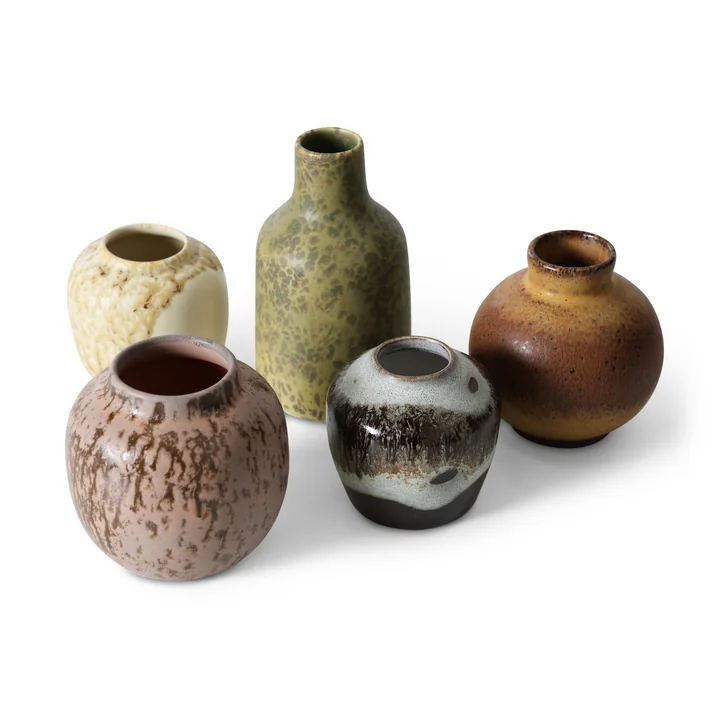 HKliving - 70's Keramische vazen, achtervolging (set van 5)
