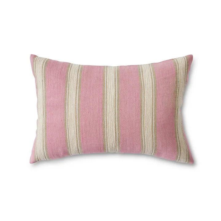 Hkliving - Geweven gestreept linnen kussen, 60 x 40 cm, blush