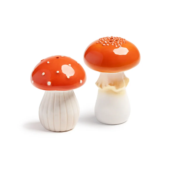 & klevering - Peper- en zoutstel, champignon, rood/wit