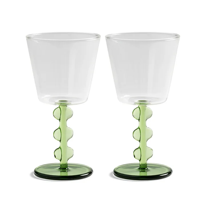 & klevering - Petal wijnglas, 0,2 l, groen (set van 2)