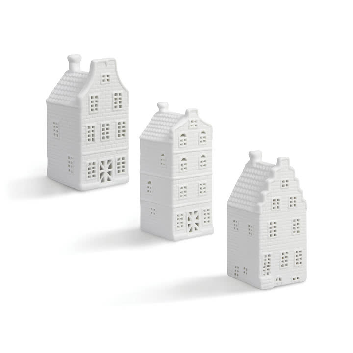 & klevering - Canal Haus theelichthouder #1, wit (set van 3)